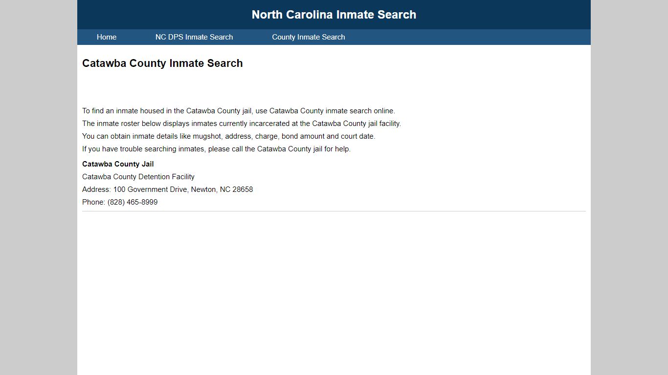 Catawba County Inmate Search